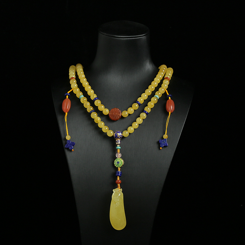 天然蜜蜡佛珠-红掌柜