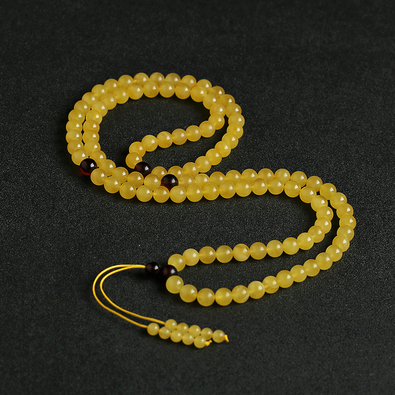 鸡油黄蜜蜡佛珠-红掌柜