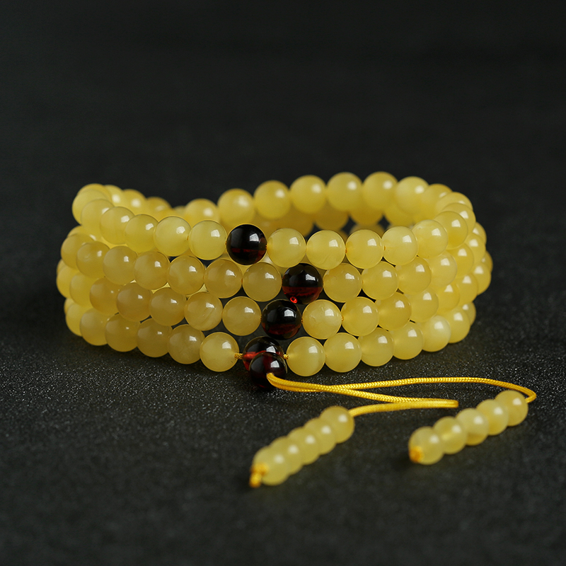 6.2mm波罗的海天然鸡油黄蜜蜡108佛珠手串-红掌柜