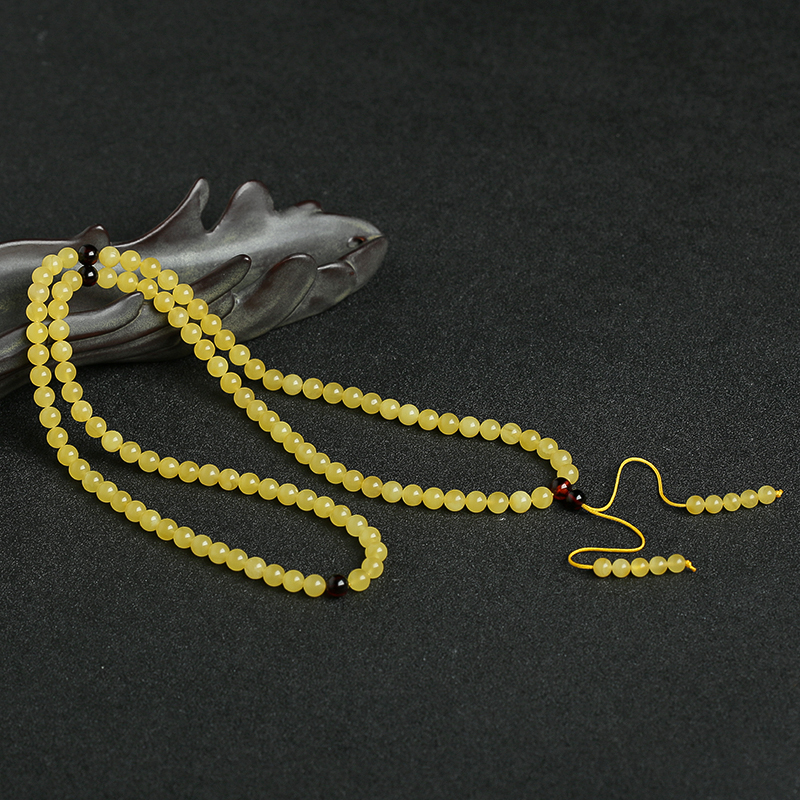 6.2mm波罗的海鸡油黄蜜蜡108佛珠手串-红掌柜