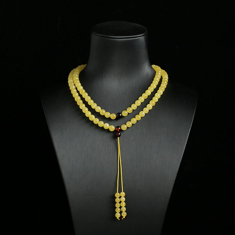 鸡油黄蜜蜡108佛珠手串-红掌柜