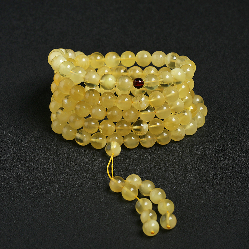 天然鸡油黄金绞蜜108佛珠 - 红掌柜