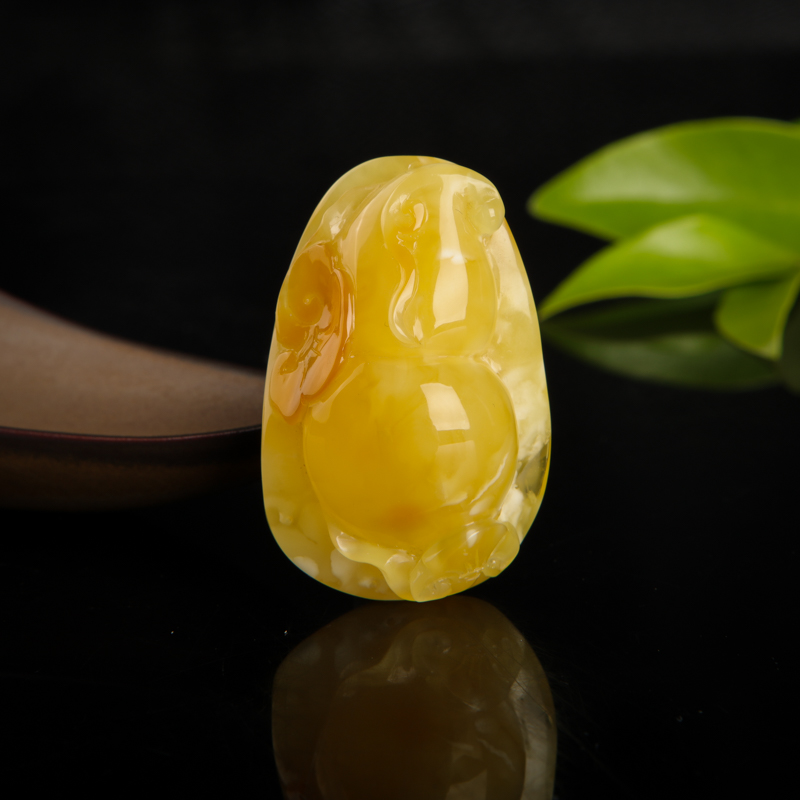 鸡油黄蜜蜡葫芦吊坠-红掌柜