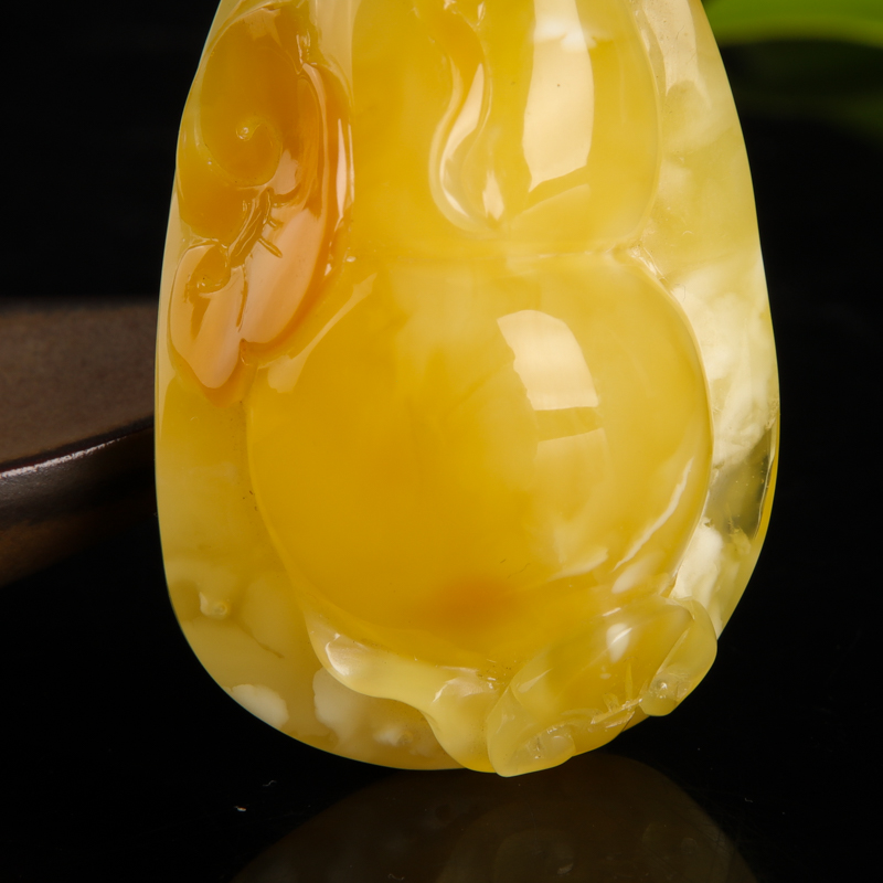 波罗的海鸡油黄蜜蜡葫芦吊坠-红掌柜