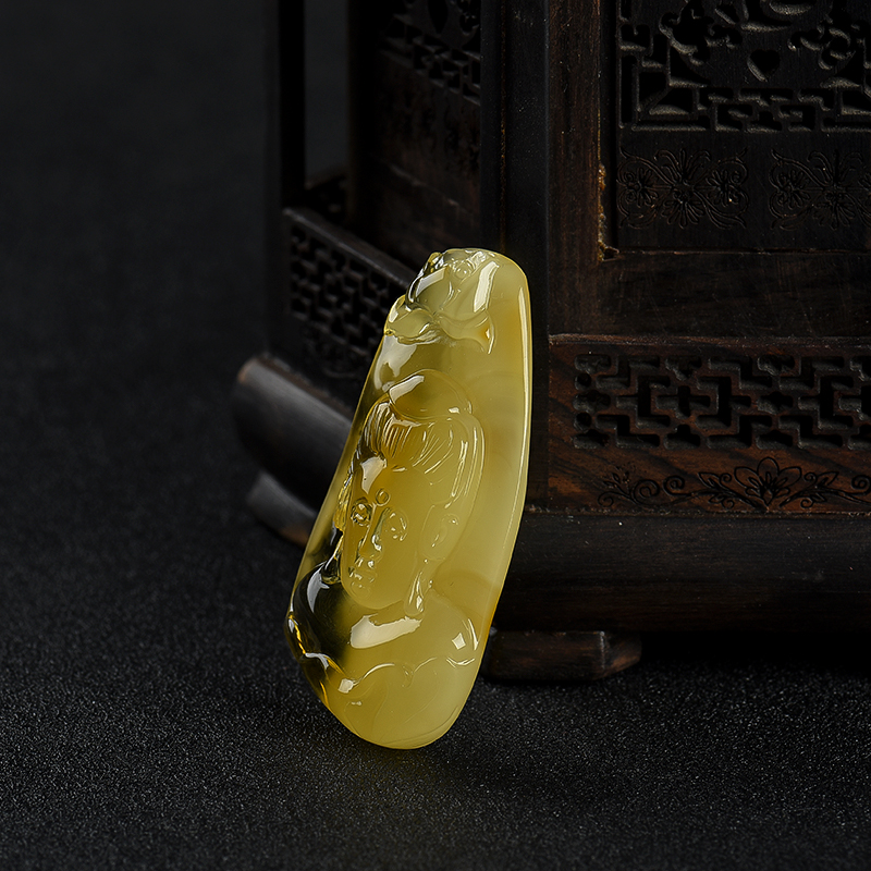 波罗的海俏色金绞蜜观音吊坠-红掌柜