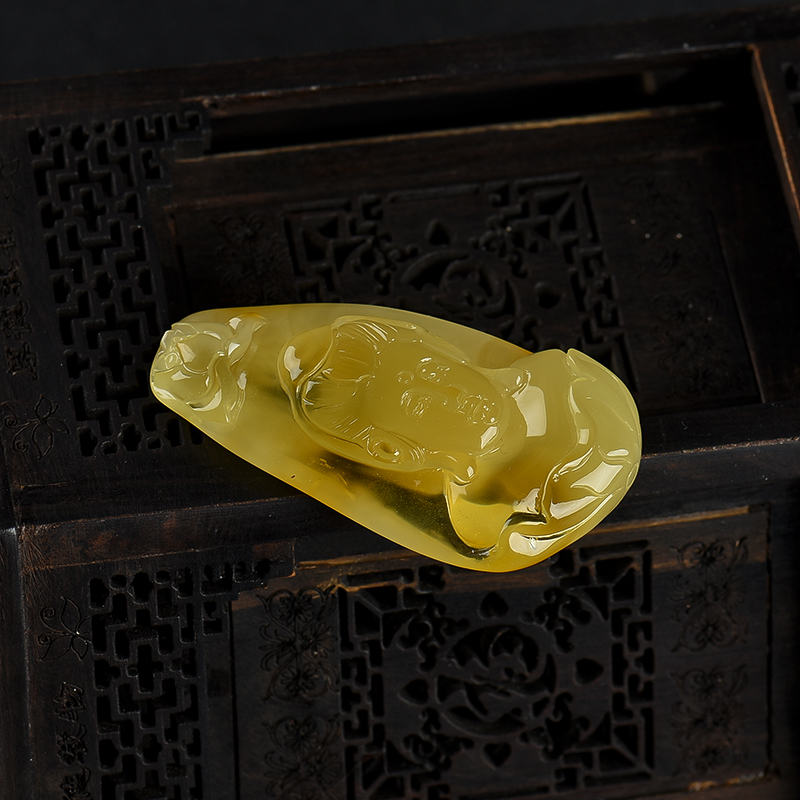 波罗的海天然俏色金绞蜜吊坠-红掌柜