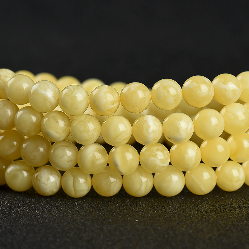 波罗的海浅黄白花蜜108佛珠-红掌柜