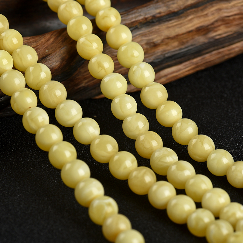 浅黄白花蜜108佛珠-红掌柜