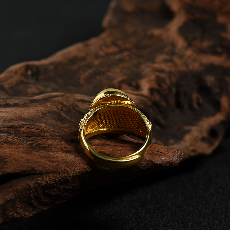 银镶波罗的海鸡油黄蜜蜡戒指-红掌柜