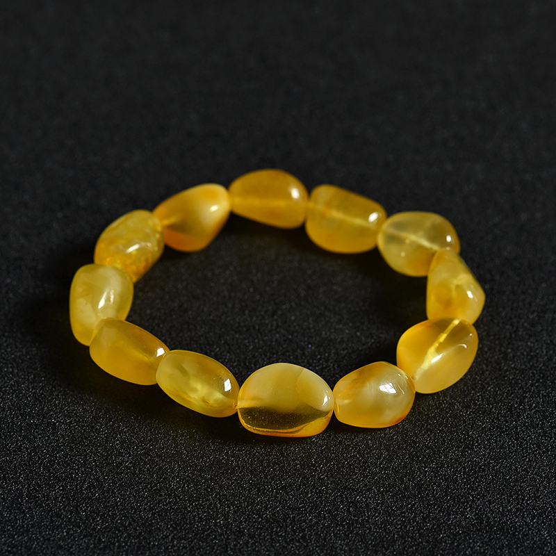 天然鸡油黄蜜蜡随形手串-红掌柜