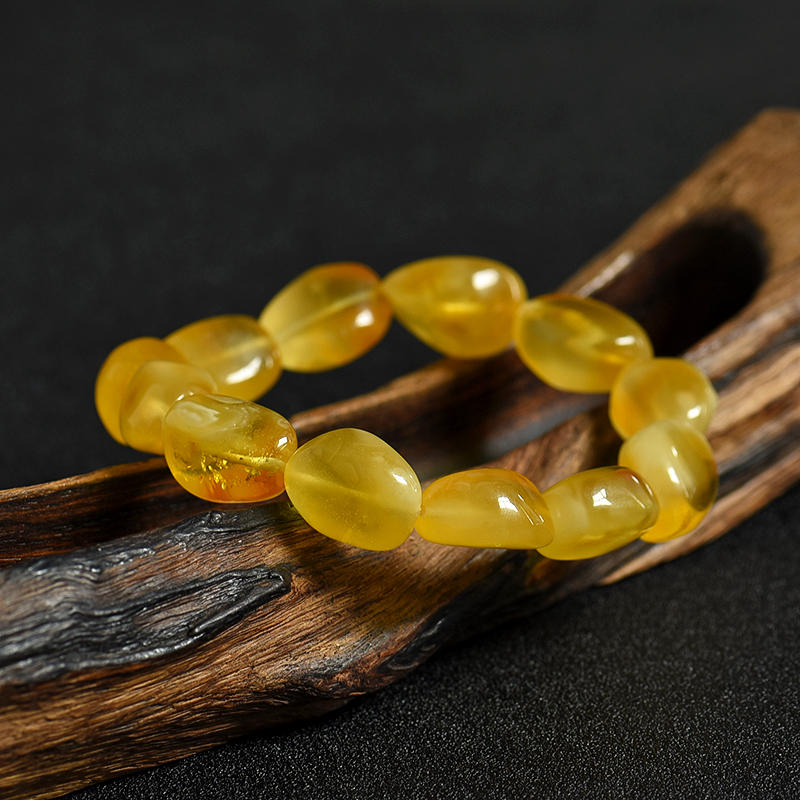 鸡油黄蜜蜡随形手串-红掌柜