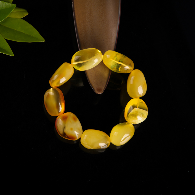 鸡油黄金绞蜜随形单圈手串-红掌柜