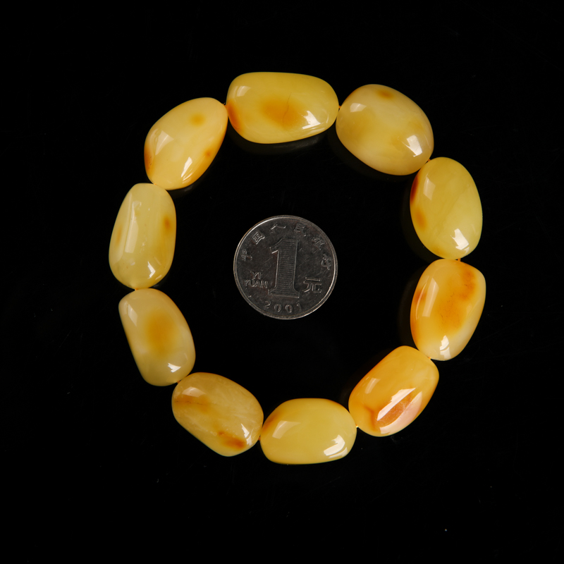 鸡油黄蜜蜡随形手串-红掌柜