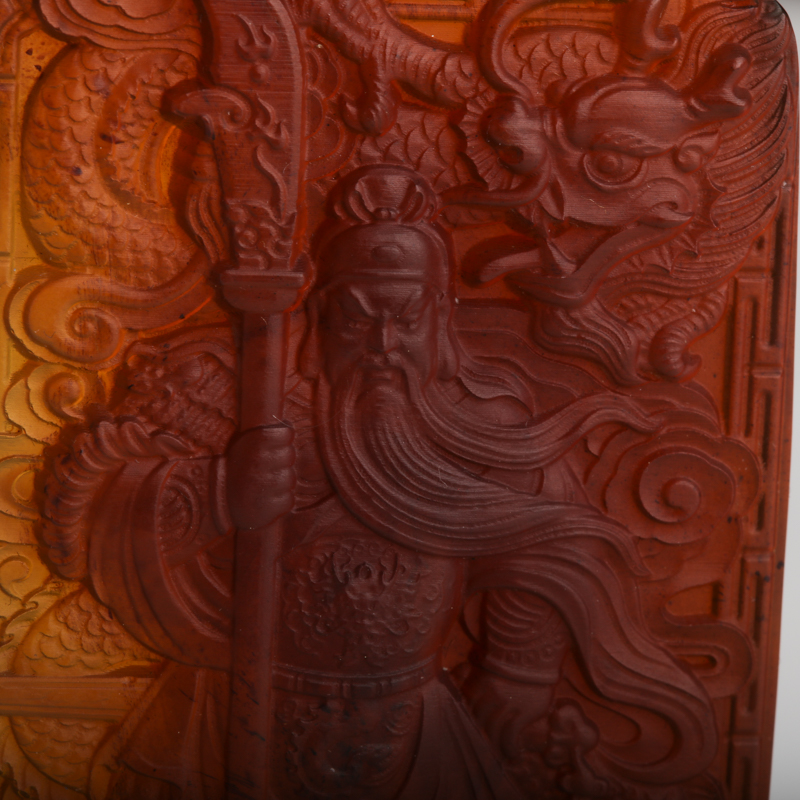 缅甸棕珀关羽吊坠-红掌柜