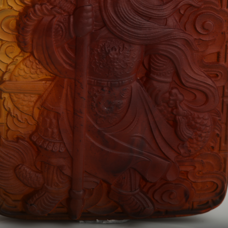 天然棕珀关羽吊坠-红掌柜