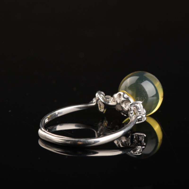 缅甸银镶金兰珀戒指-红掌柜