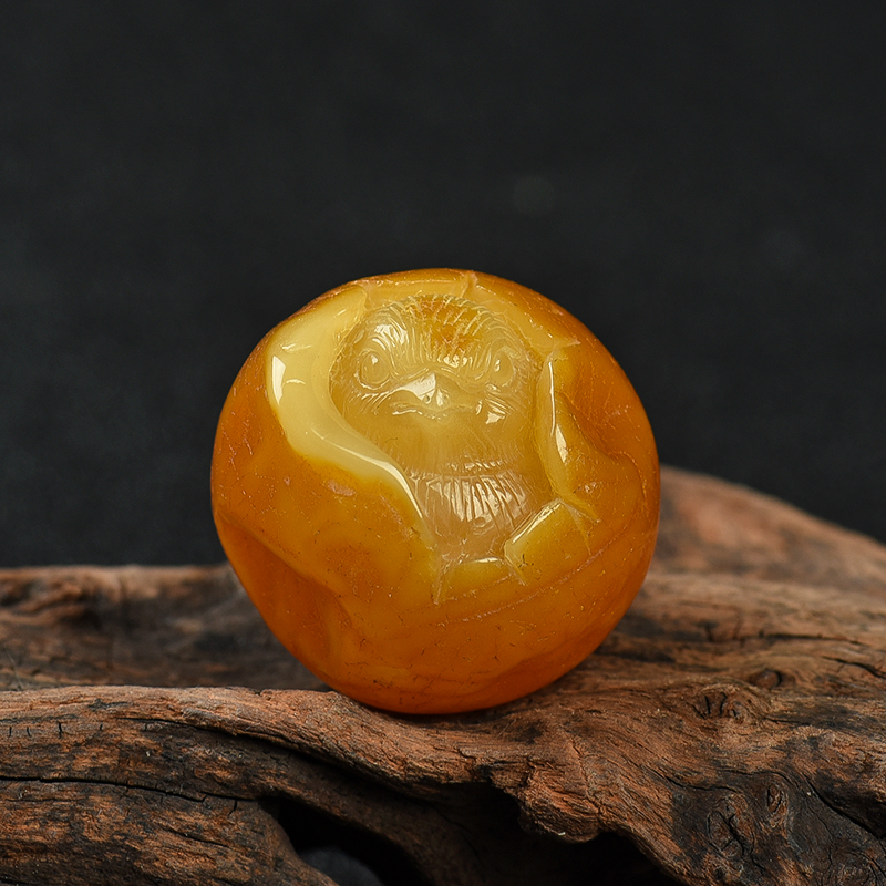 缅甸天然带皮蜜蜡酉鸡吊坠-红掌柜