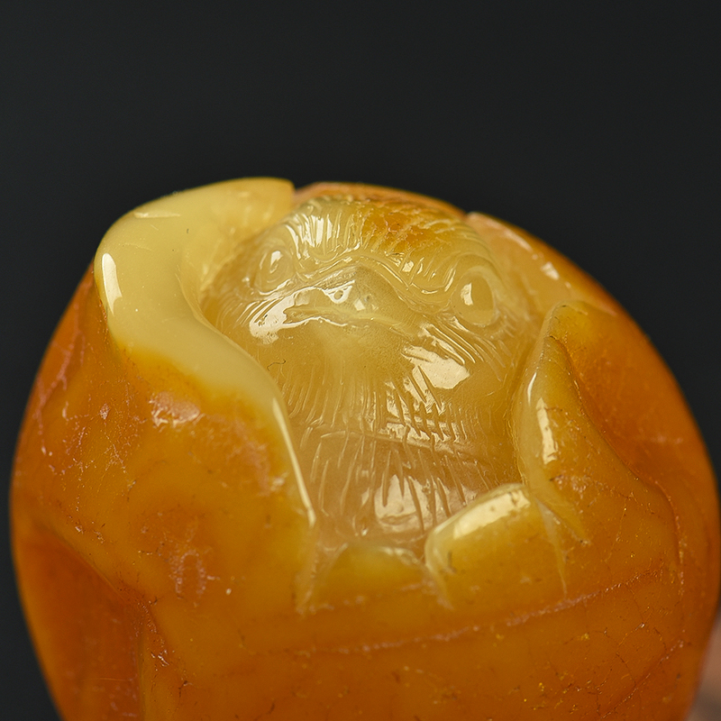 缅甸天然带皮褐黄蜜蜡吊坠-红掌柜