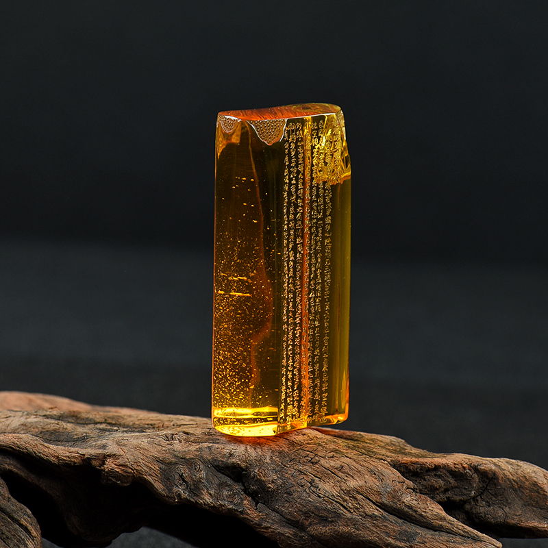 天然净水金红珀心经吊坠-红掌柜