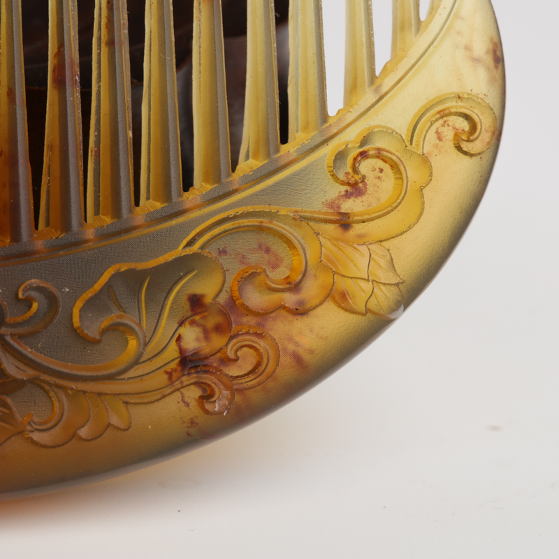 天然棕珀花开富贵梳子-红掌柜