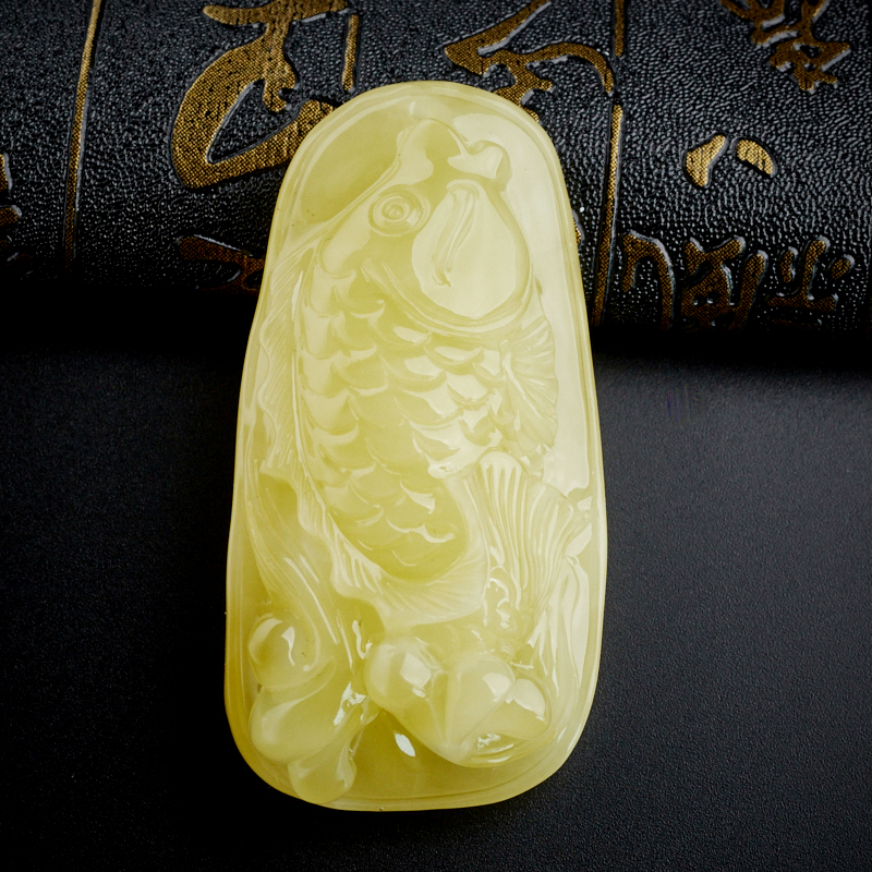 蜜蜡鱼吊坠-红掌柜珠宝