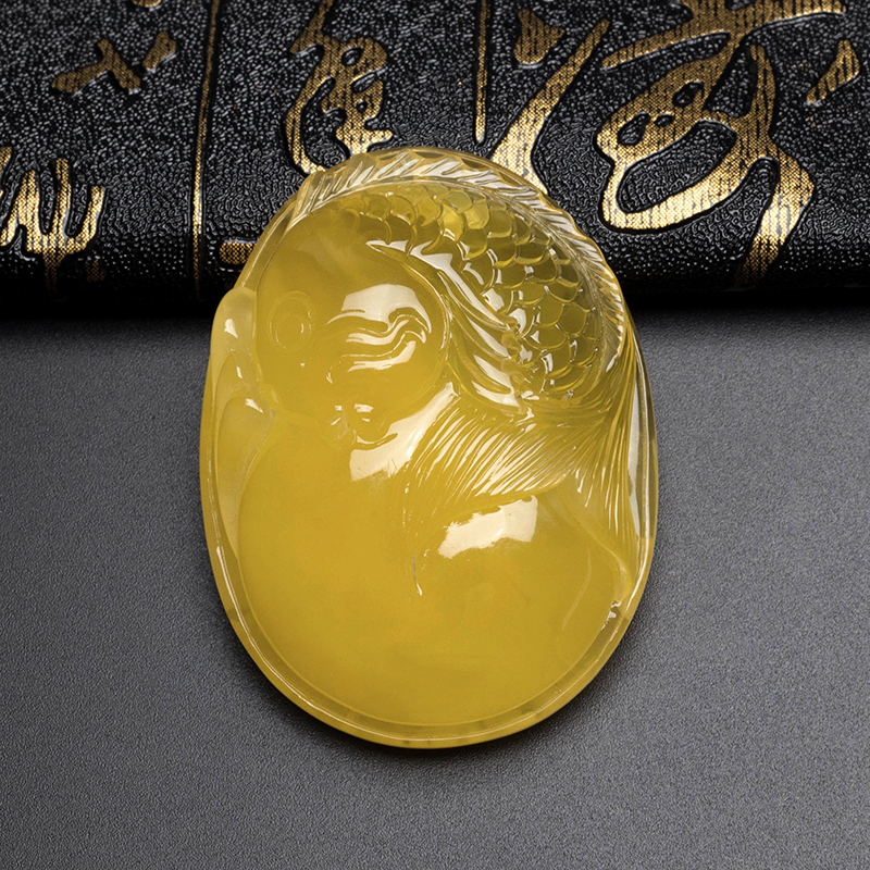 蜜蜡鱼吊坠-红掌柜珠宝