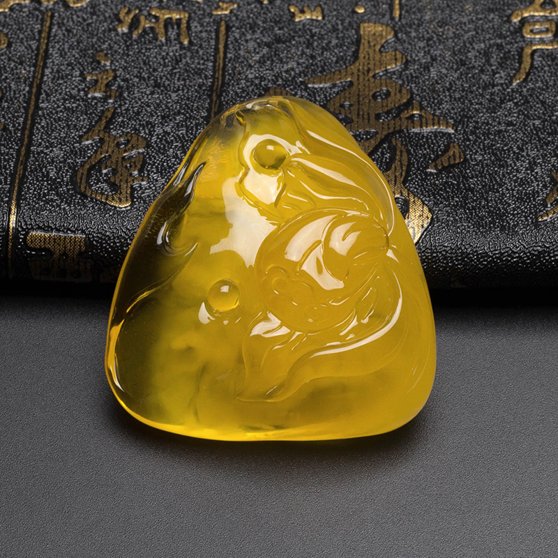 蜜蜡荷花吊坠-红掌柜珠宝