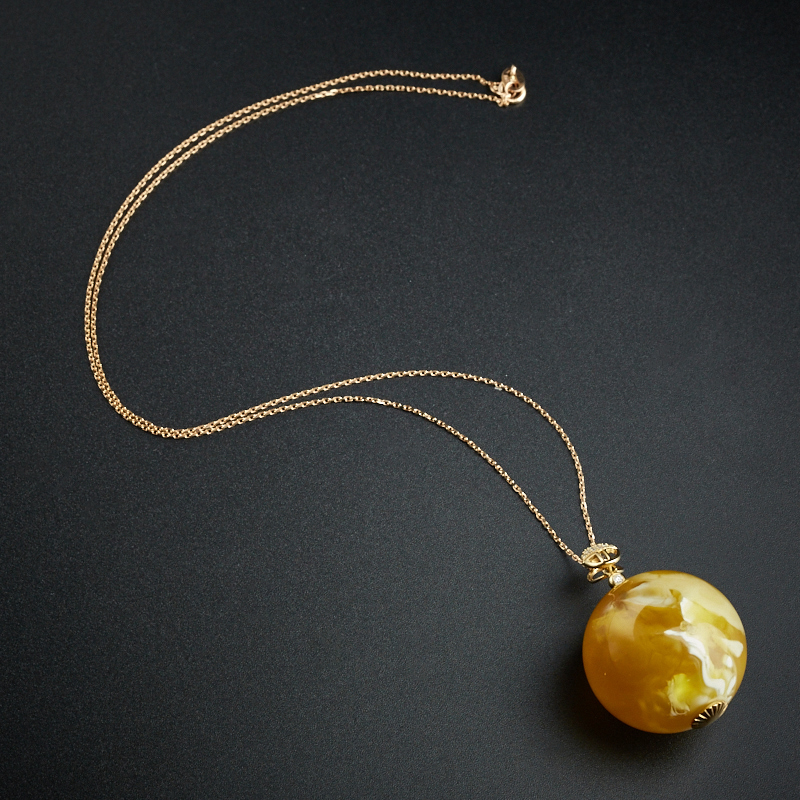 18K白花金绞珠吊坠-红掌柜