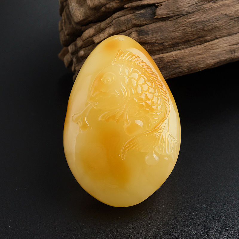 波罗的海天然满蜜蜜蜡连年有余吊坠 - 红掌柜