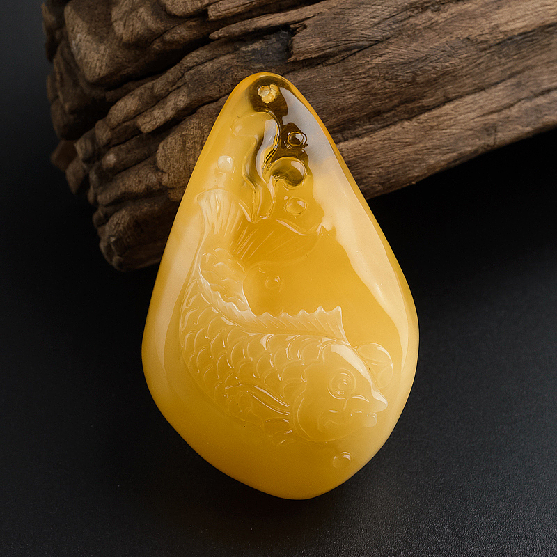 满蜜蜜蜡年年有余吊坠-红掌柜珠宝