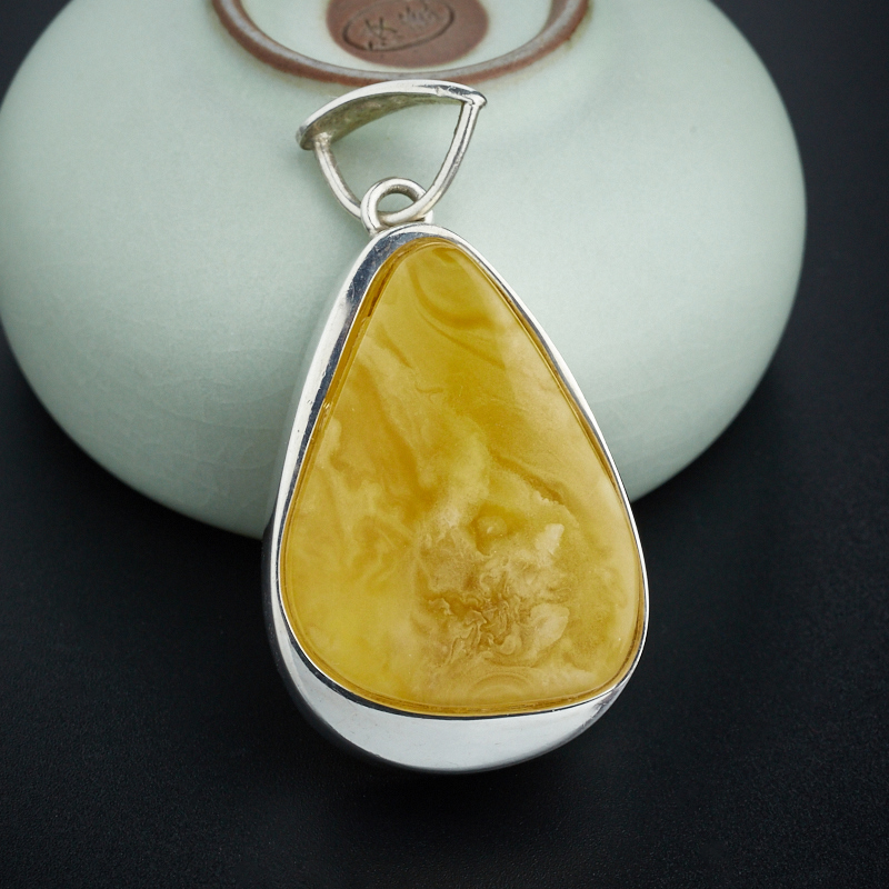 银镶蜜蜡吊坠-红掌柜