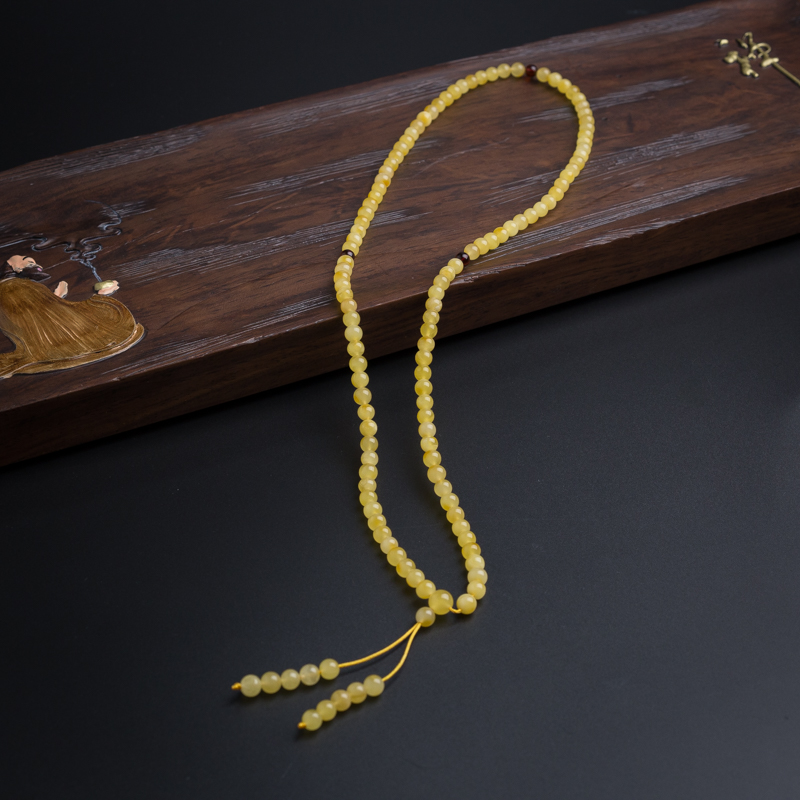 天然鸡油黄蜜蜡项链-红掌柜