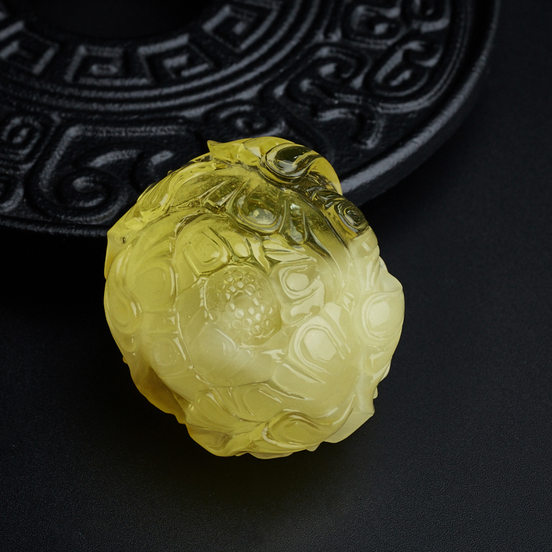 蜜蜡牡丹花吊坠-红掌柜