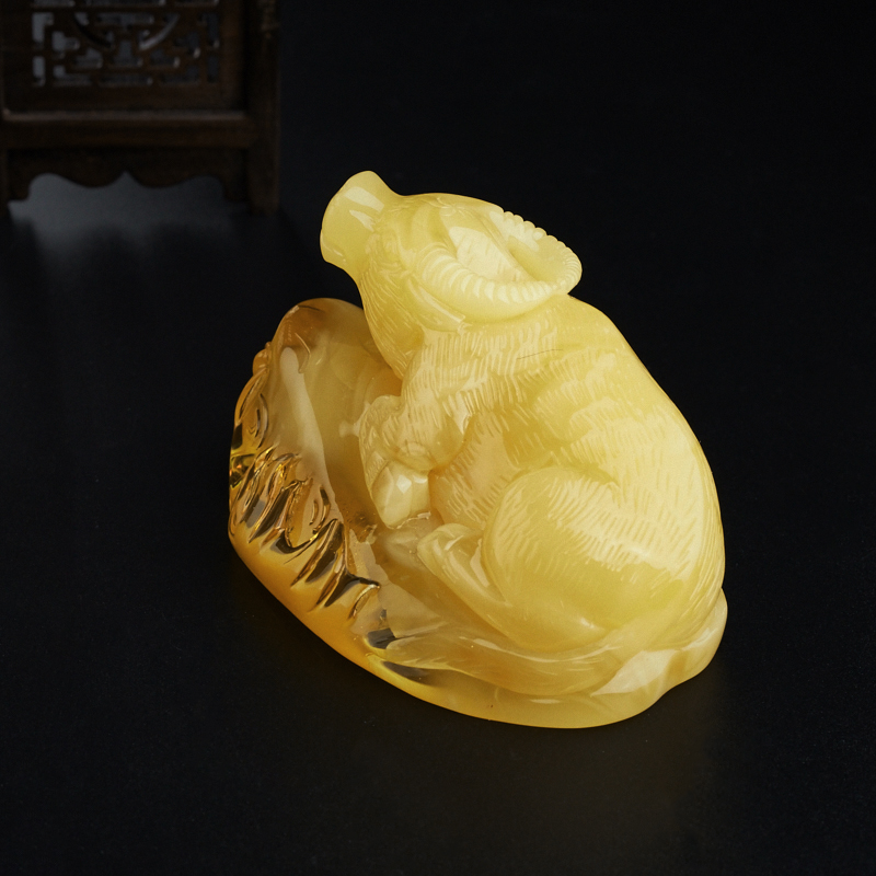 波罗的海天然满黄蜜蜡摆件-红掌柜