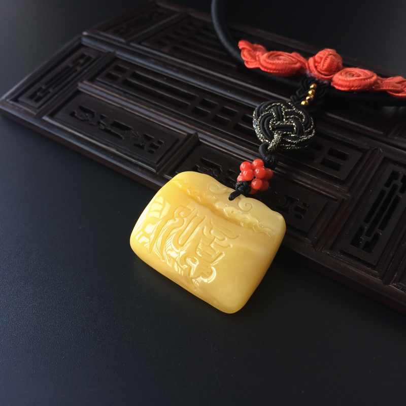 满黄蜜蜡古典项链-红掌柜