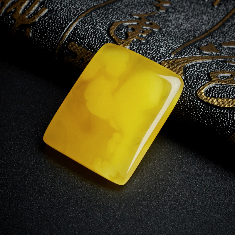 鸡油黄蜜蜡方牌-红掌柜珠宝