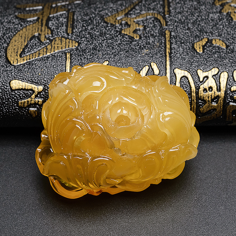 金包蜜牡丹花吊坠-红掌柜珠宝