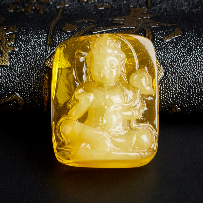 波罗的海天然金包蜜普贤吊坠 - 红掌柜