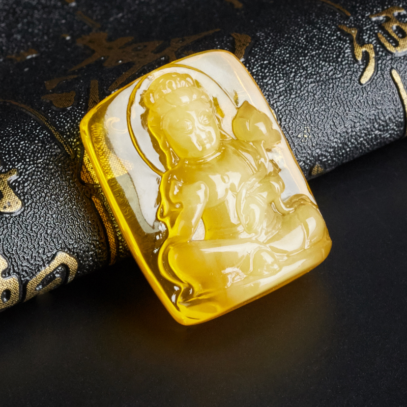 波罗的海天然金包蜜普贤吊坠 - 红掌柜