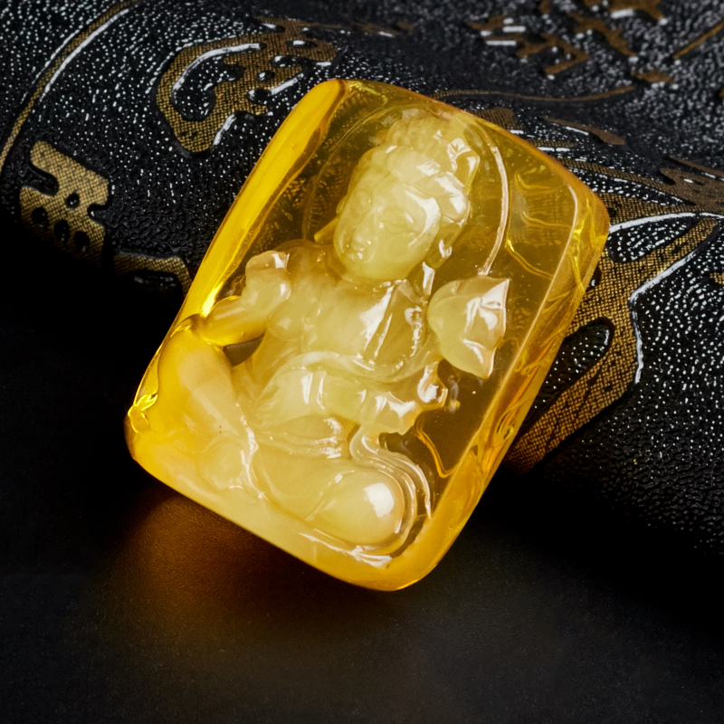 波罗的海天然金包蜜普贤吊坠 - 红掌柜