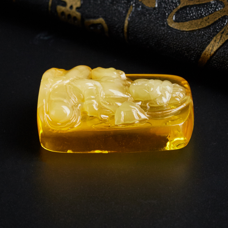 波罗的海天然金包蜜普贤吊坠 - 红掌柜