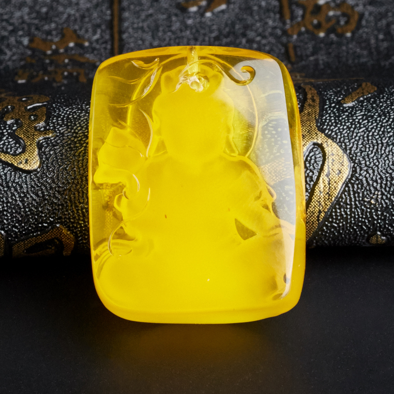 波罗的海天然金包蜜普贤吊坠 - 红掌柜