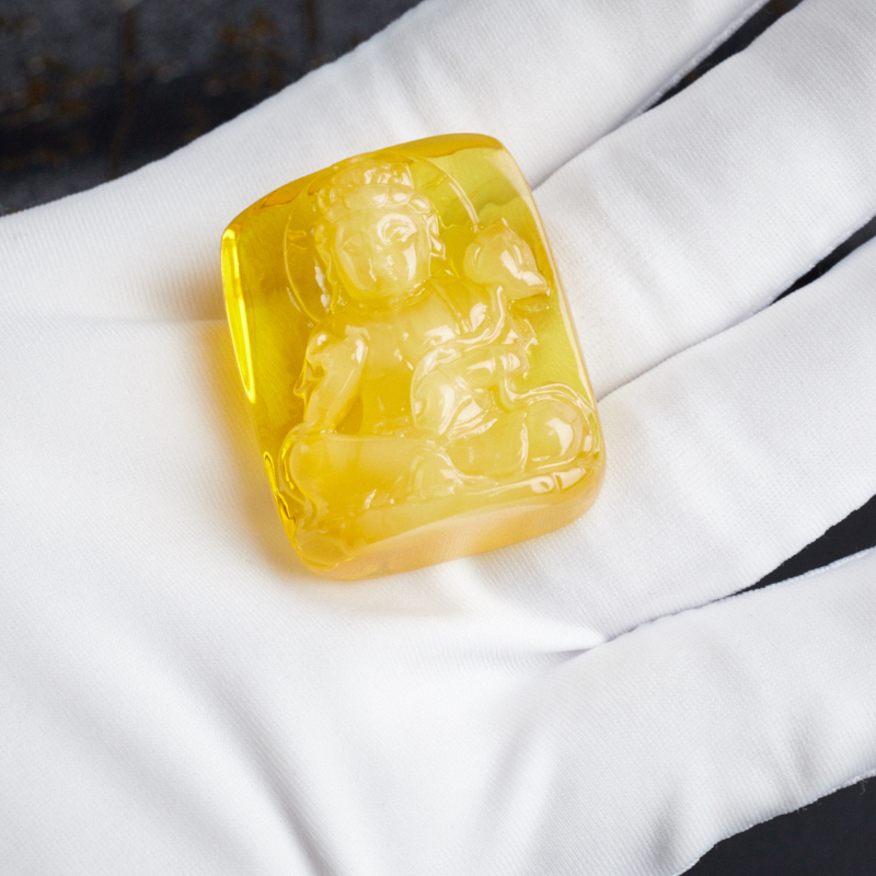 波罗的海天然金包蜜普贤吊坠 - 红掌柜