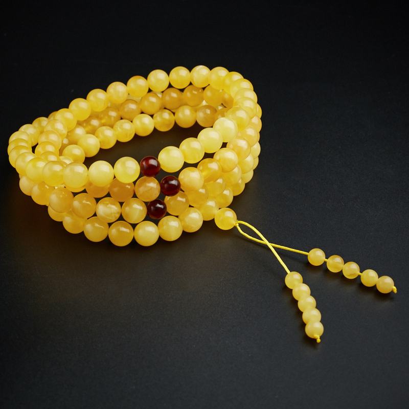 鸡油黄蜜蜡108-红掌柜珠宝