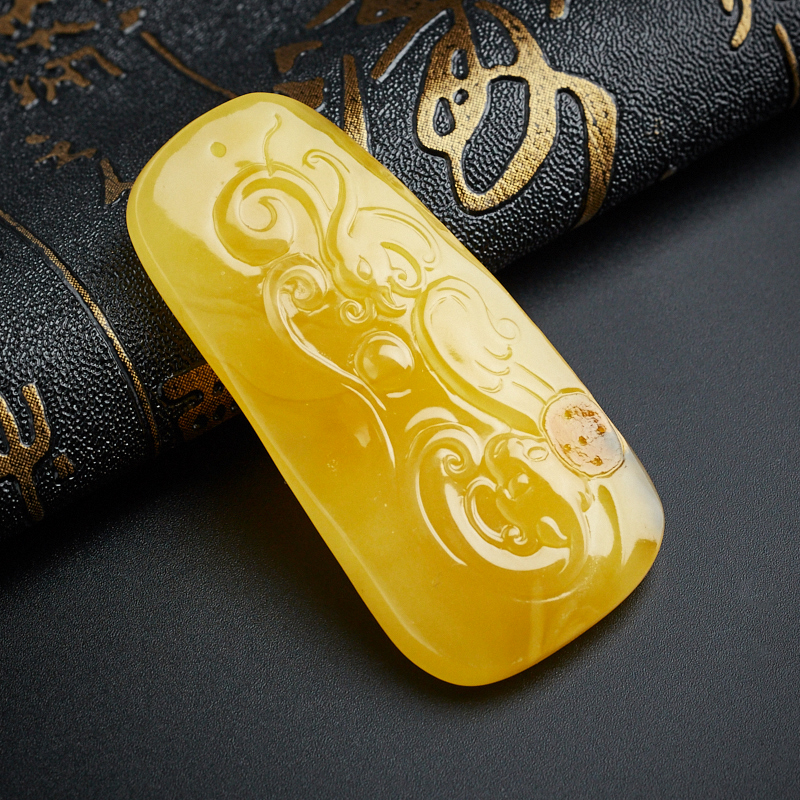 满蜜蜜蜡龙腾凤舞吊坠-红掌柜