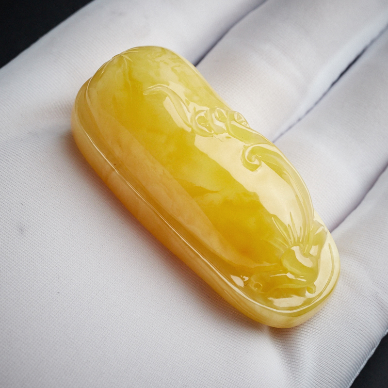 天然鸡油黄蜜蜡福瓜吊坠-红掌柜