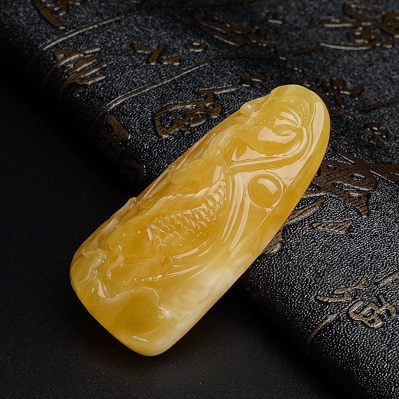 满蜜蜜蜡金鱼吊坠-红掌柜