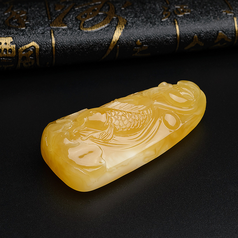 鸡油黄蜜蜡吊坠-红掌柜