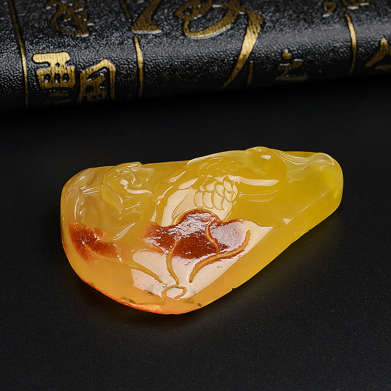 天然金包蜜鹤吊坠-红掌柜