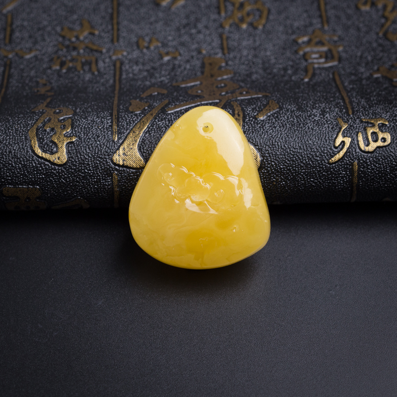 满蜜蜜蜡荷叶吊坠-红掌柜